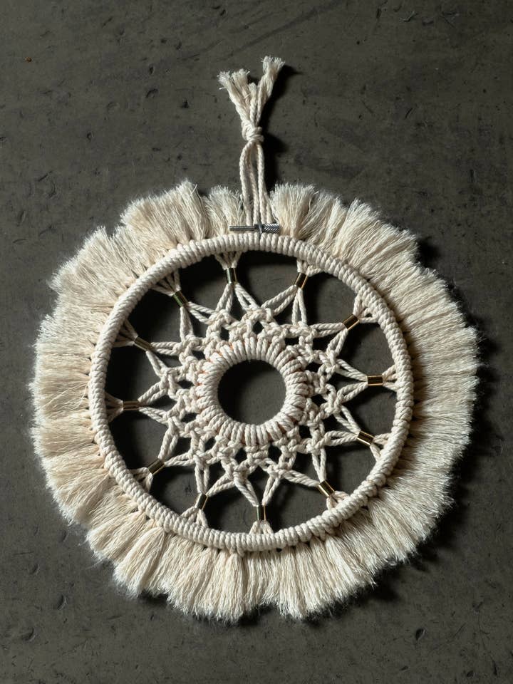 Macramé Sunburst Wall Hanging – Natural Cotton for wholesale by Meraki