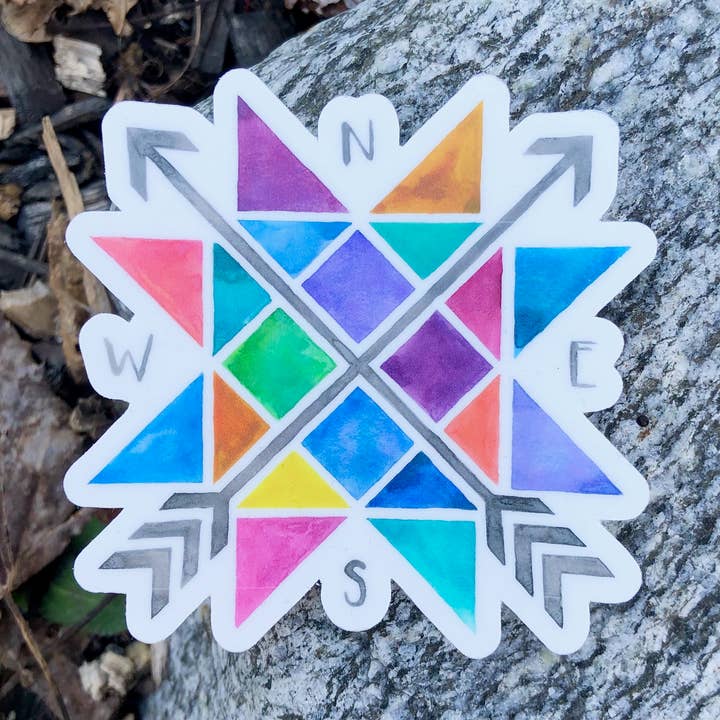Watercolour Compass / Sticker for wholesale by Heirloom Island