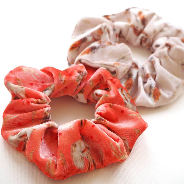 Velvet Scrunchies Gift Set of two in Pink for wholesale by Wild Whiskers