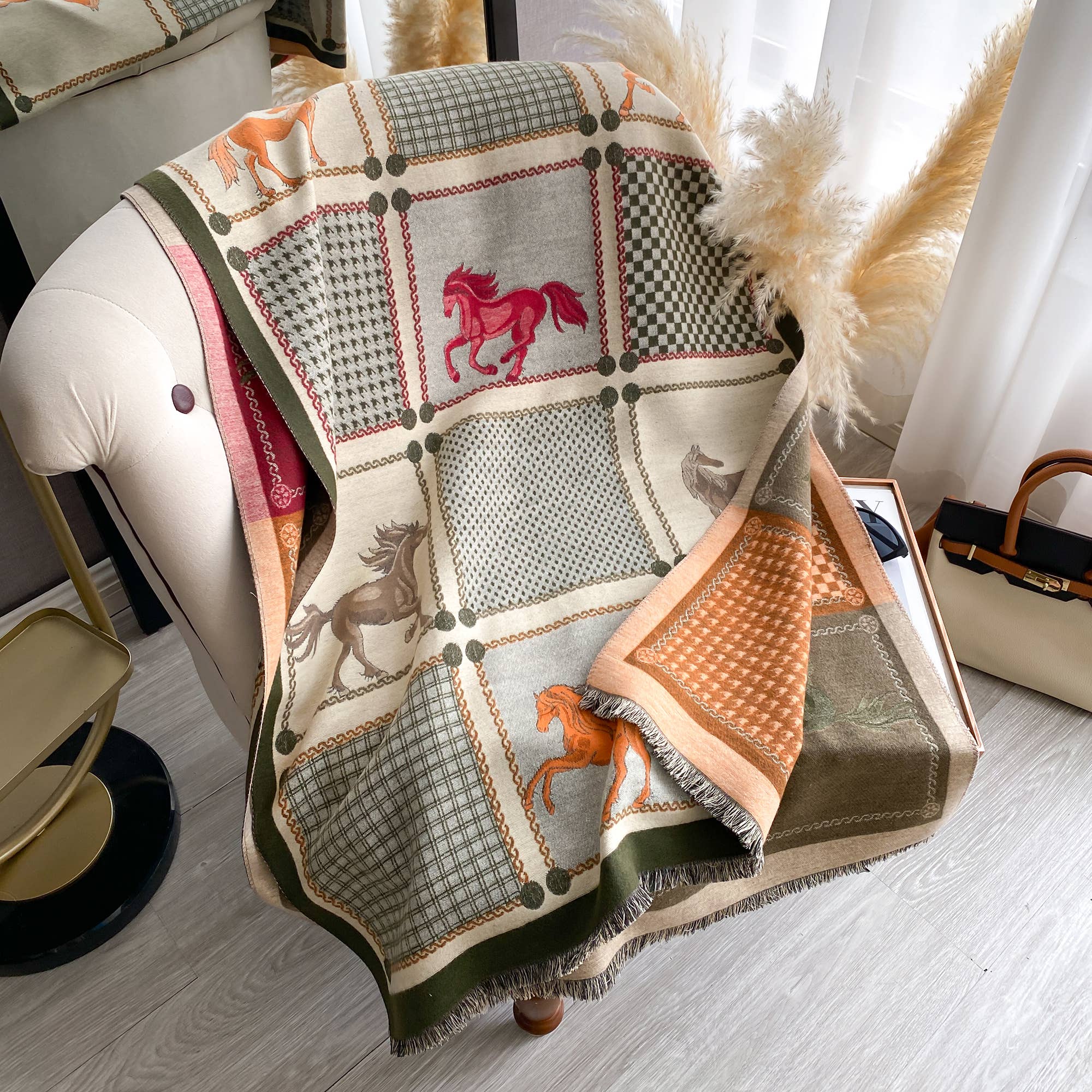 Winding River - Wholesale Wrap - Women's - Green Equine Rearing Reversible Wrap0