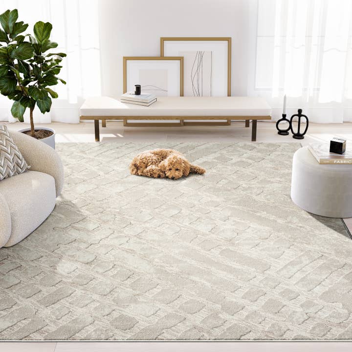 Abani Rugs - Wholesale Area Rug - Abani Rugs Beige Cream Rustic Geometric Modern Area Rug1