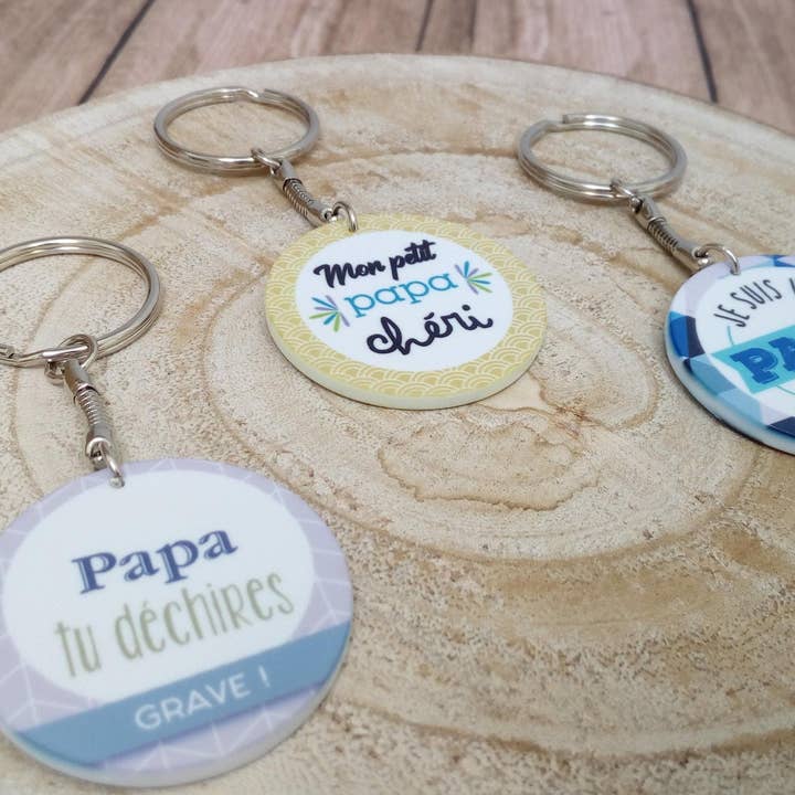 Porte clé papa - Fête des pères - 3 modèles différents pour la vente par La vie en magenta