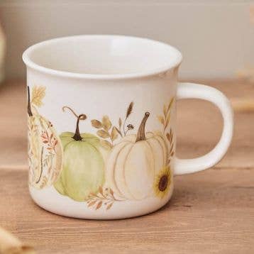 Taza de cerámica blanca con calabazas en acuarela para venta al por mayor de Langs