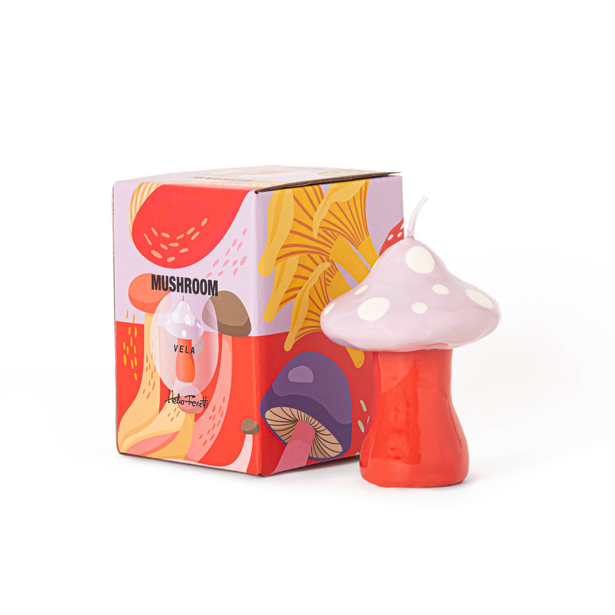 Helio Ferretti - Wholesale Novelty Candle - SMALL PINKISH MUSHROOM CANDLE - HAND PAINTED HF1