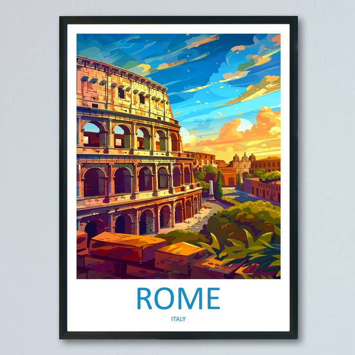 Rome Reiskunst Print Wanddecoratie Rome Wandhanger Huisdecoratie Rome Cadeau Kunstliefhebbers Italië Kunstliefhebber Cadeau Rome Print Italië Wandkunst Decoratie voor wholesale door TravelzonaArt