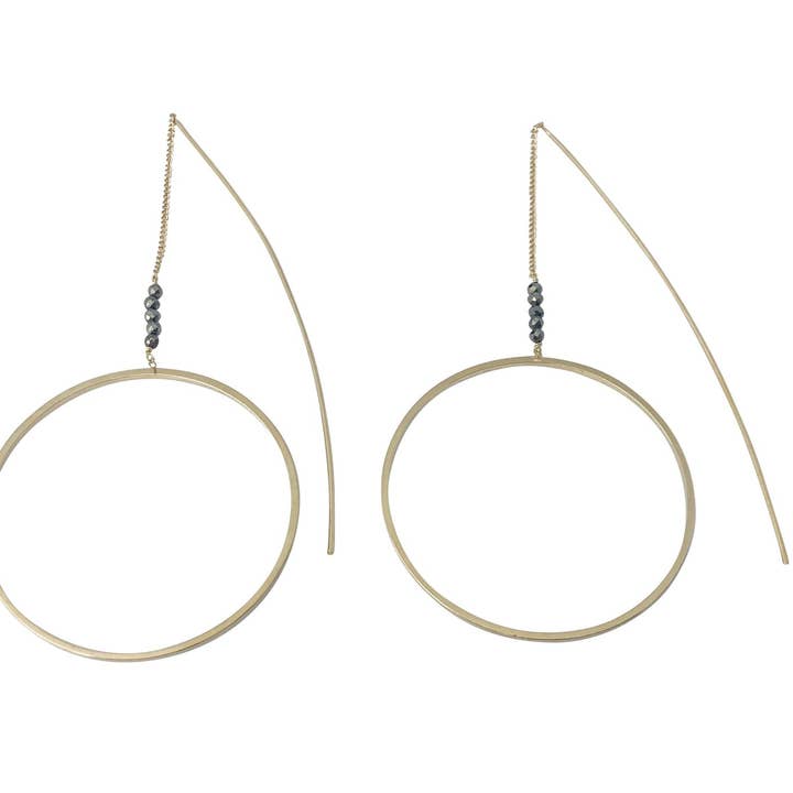 Modern Opus - Wholesale Dangle Earrings - Pyrite O Thread Earrings