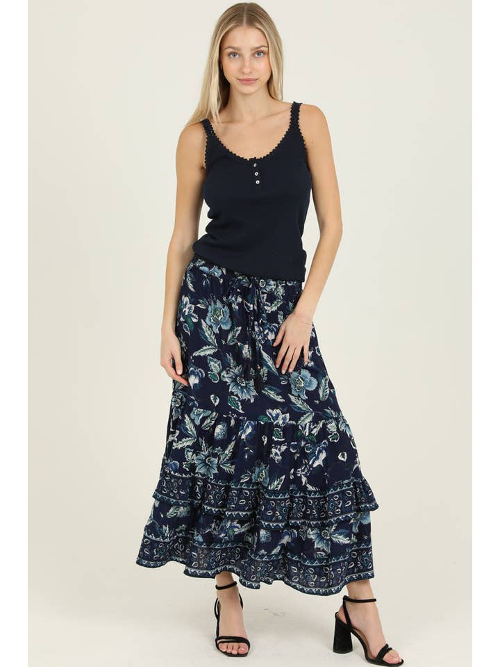 Nostalgia - Wholesale Skirt - Women's - E6E87-A730 PRINTED MAXI SKIRT