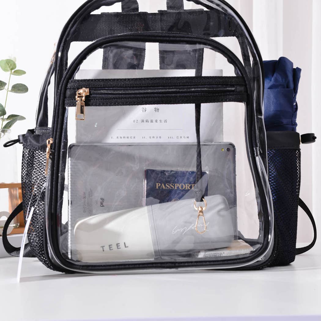 Fashion City - Wholesale Backpack - Women's - Solid Color Outlined Medium Clear Backpack4