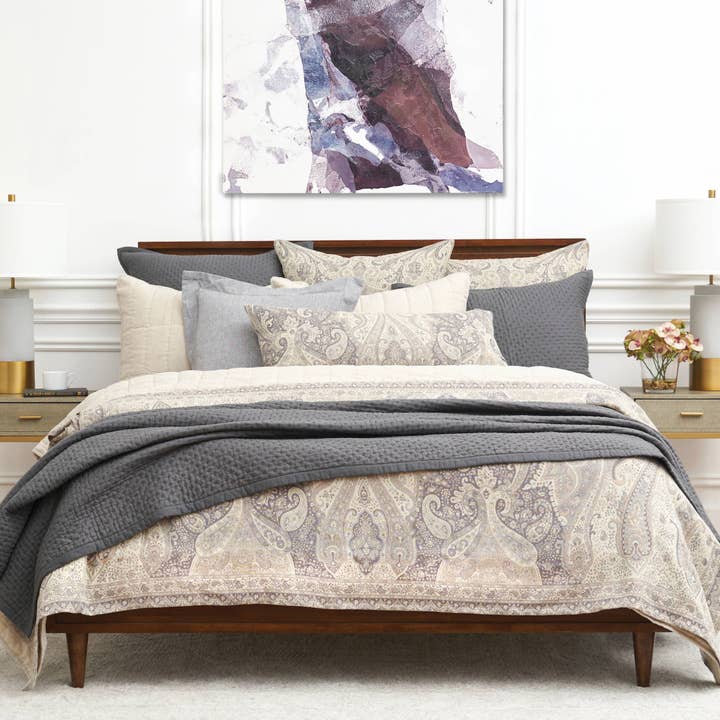 Suman Natural Paisley Luxury Bed Coverlet for wholesale by ELISABETH YORK