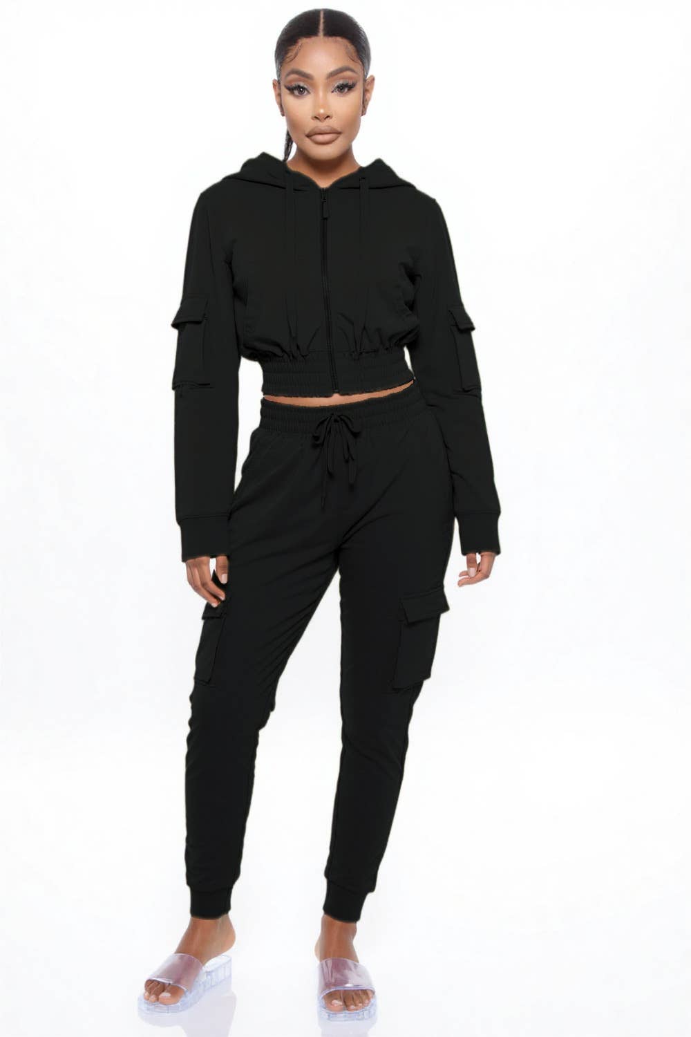 5besties inc - Wholesale Lounge Set - Women's - MULTI POCKET DETAIL HOODIES AND JOGGER SET0