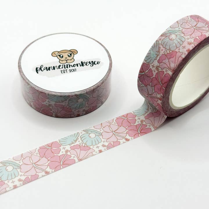 Seaside Hibiscus Floral Washi Tape | 15MM for wholesale by Plannermonkeyco
