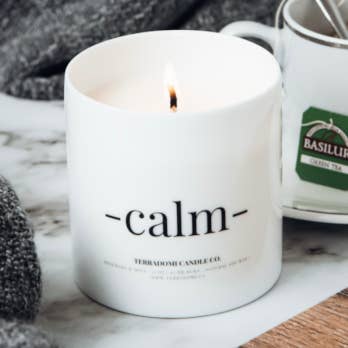 Rosemary + Mint Soy Candle | Ceramic Jar + Box | 11 oz for wholesale by Terradomi Candle Co.