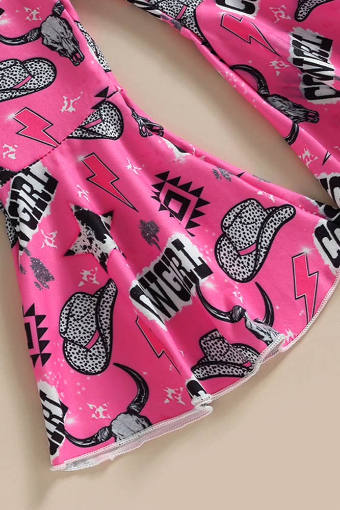 UNISHE - Vente Ensemble haut et pantalon – enfant - Ensemble de 2 pantalons et hauts évasés à pompons pour enfants BDR0096