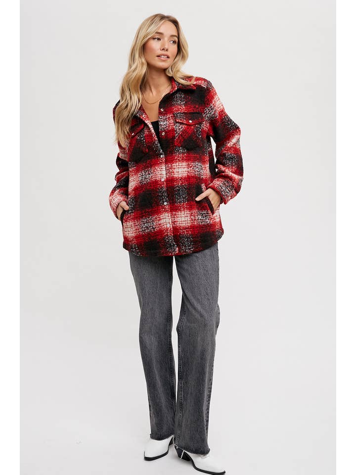 Bluivy - Wholesale Shirt Jacket/Shacket - Women's - BUTTON DOWN FLANNEL SHACKET