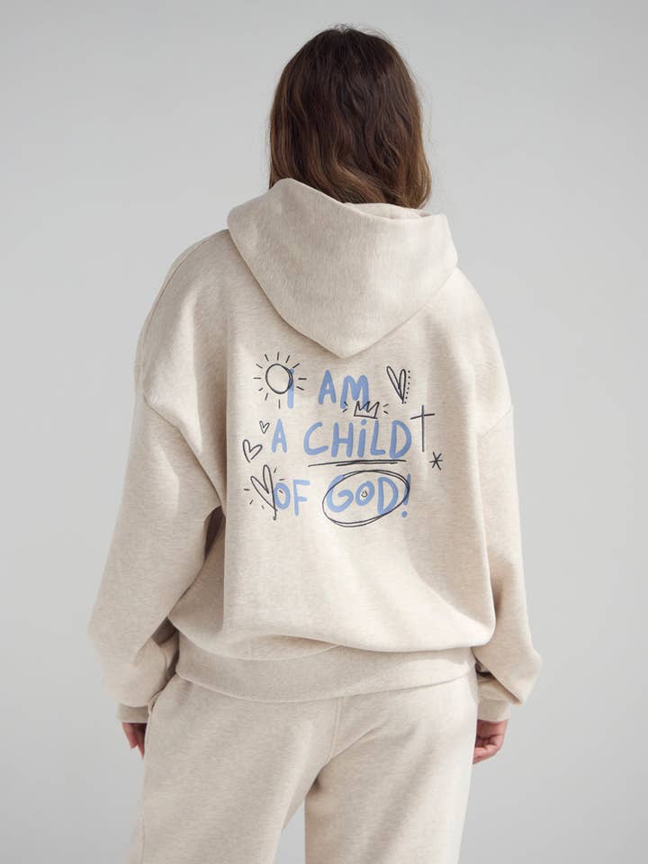 Child of God Eggshell Full-Zip Hoodie for wholesale by Elevated Faith