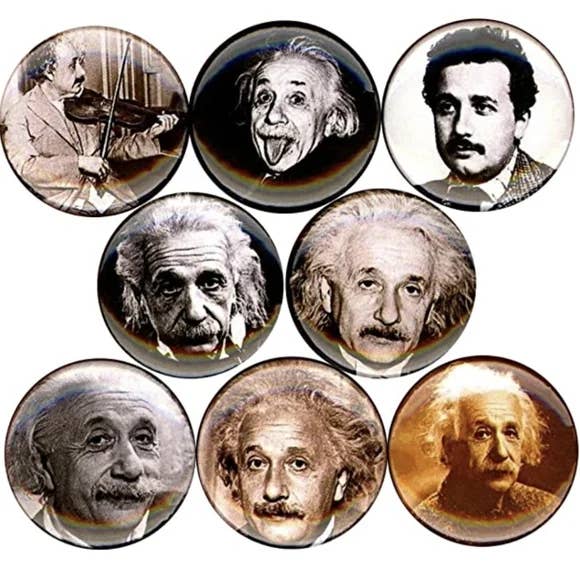 Albert Einstein x 8 1" inch (25mm) pins science history math for wholesale by Pinbax Express