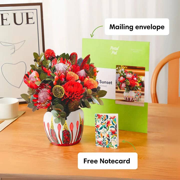 PetalPal - Wholesale Everyday Greeting Card - Kirribilli Sunset Pop-Up Bouquet