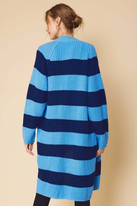 Peace Love Line - Wholesale Cardigan - Women's - STRIPED MIDI SWEATER CARDIGAN15