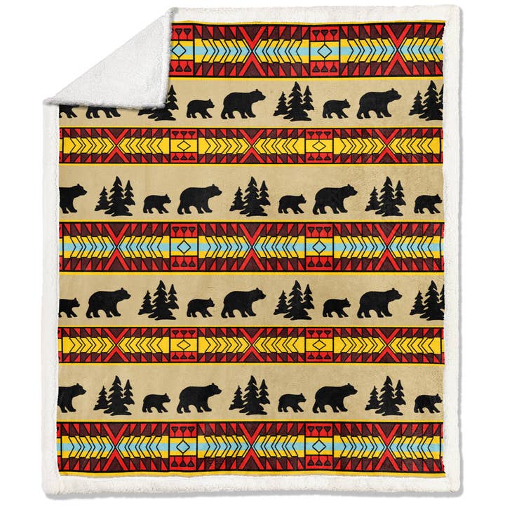 Sherpa Throw Bear Adventure for wholesale by Earth Ragz