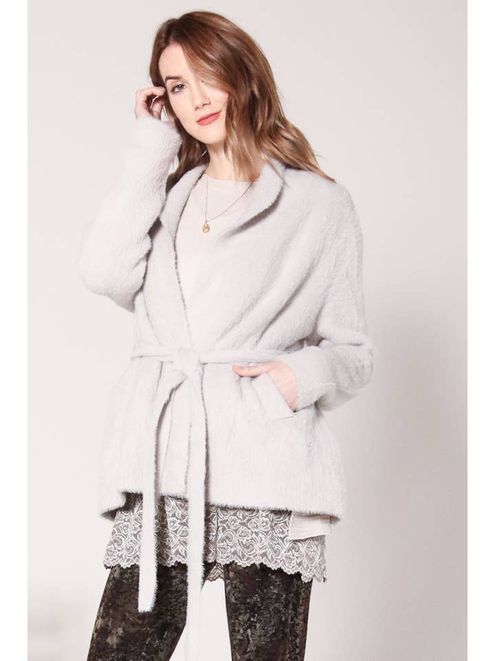 M.Rena - Wholesale Cardigan - Women's - Fuzzy Mohair Wrap Cardigan