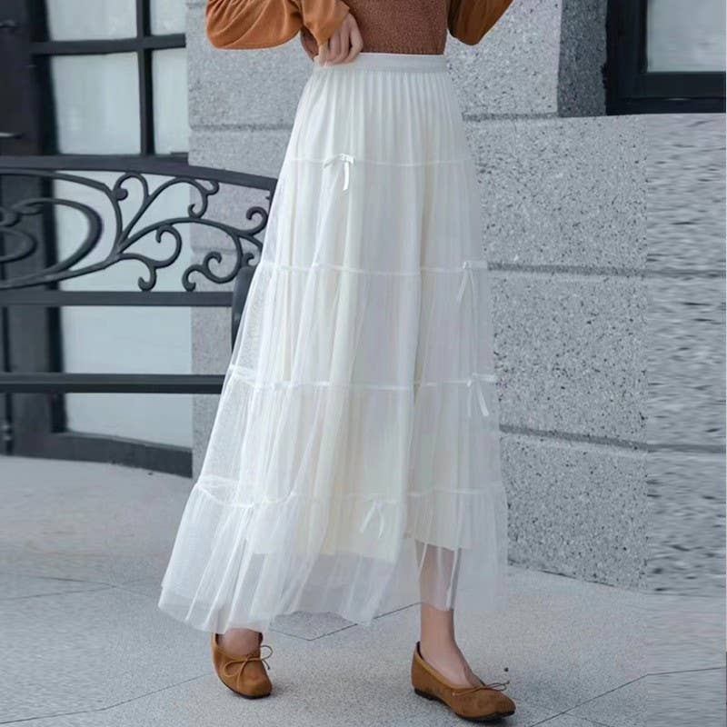 Hope & Sunshine - Wholesale Skirt - Women's - Mesh Bow Tie Midi Skirt0