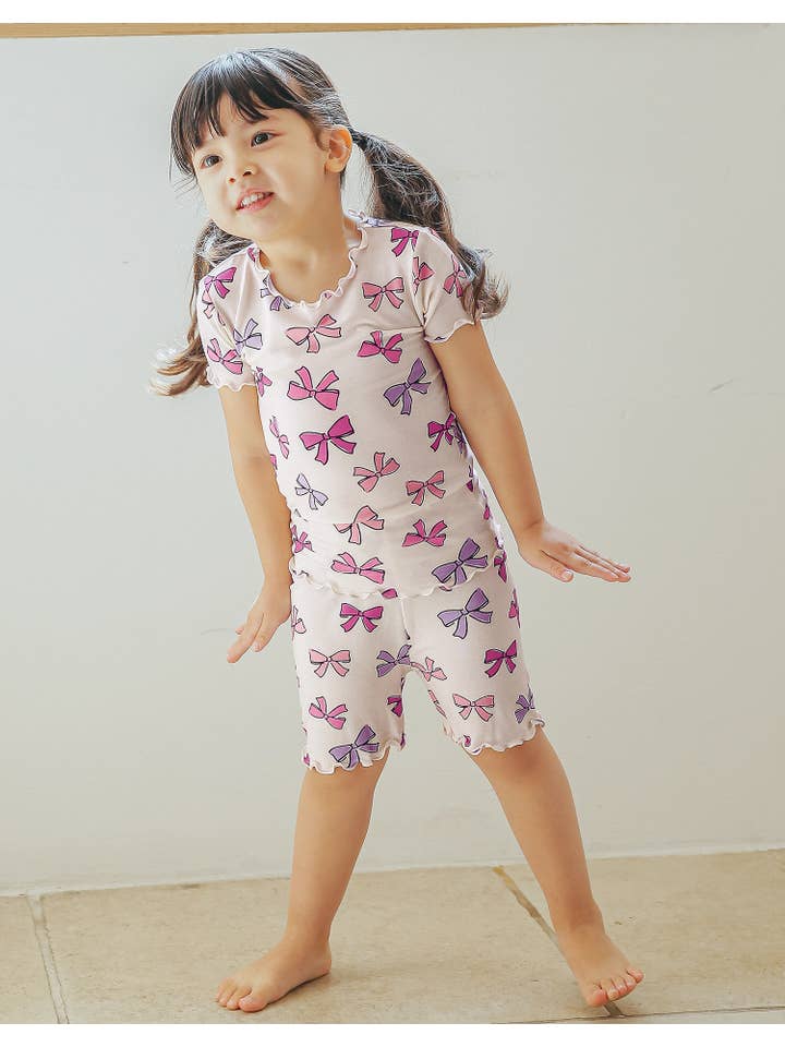 Ivory Shirring-Ribbon Viscose Short Sleeve PJs for wholesale on Faire4