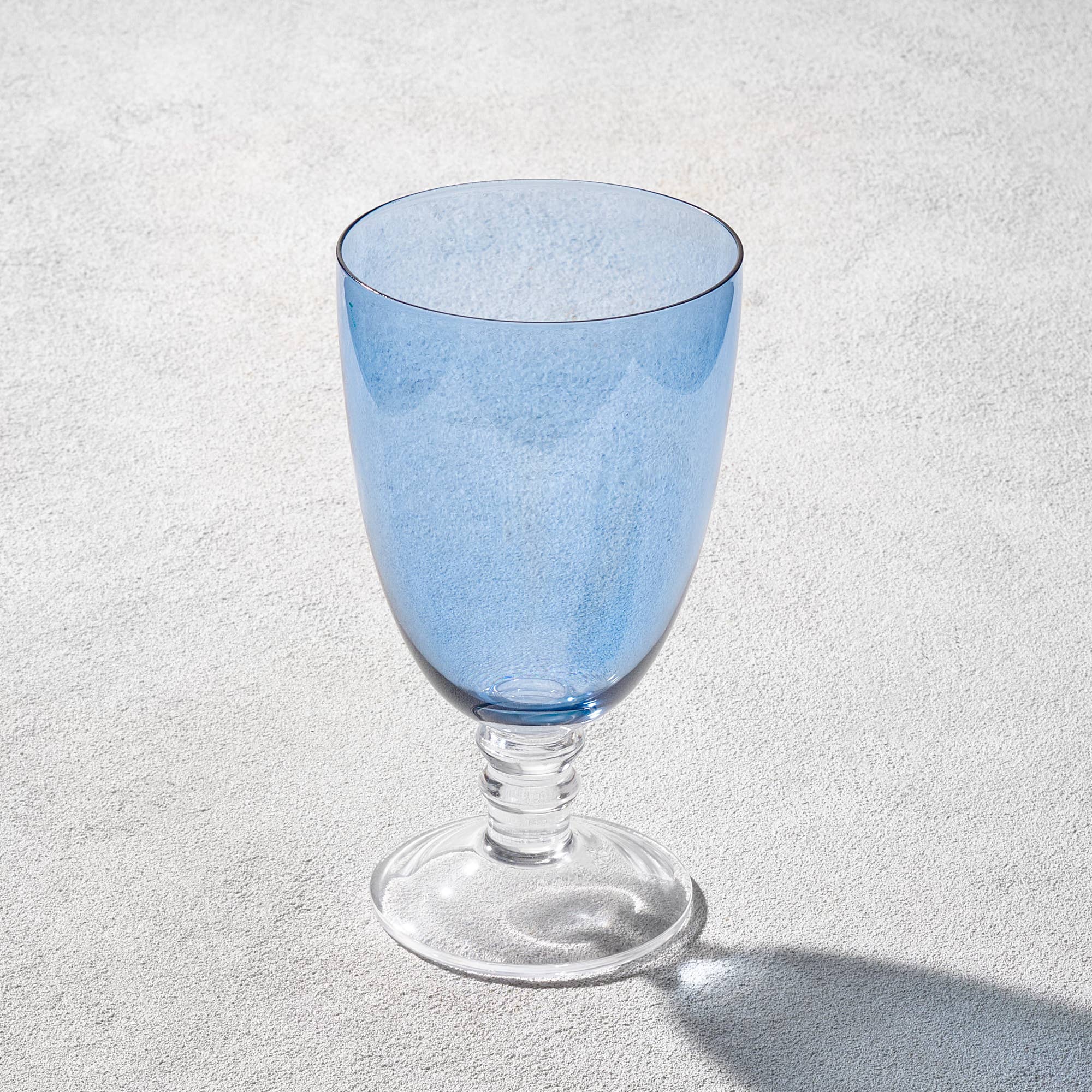 Kadra Kitchenware - Wholesale Wine Glass - Vikko - Iris, Glass Goblet, Blue with Clear Stem, 20 oz0