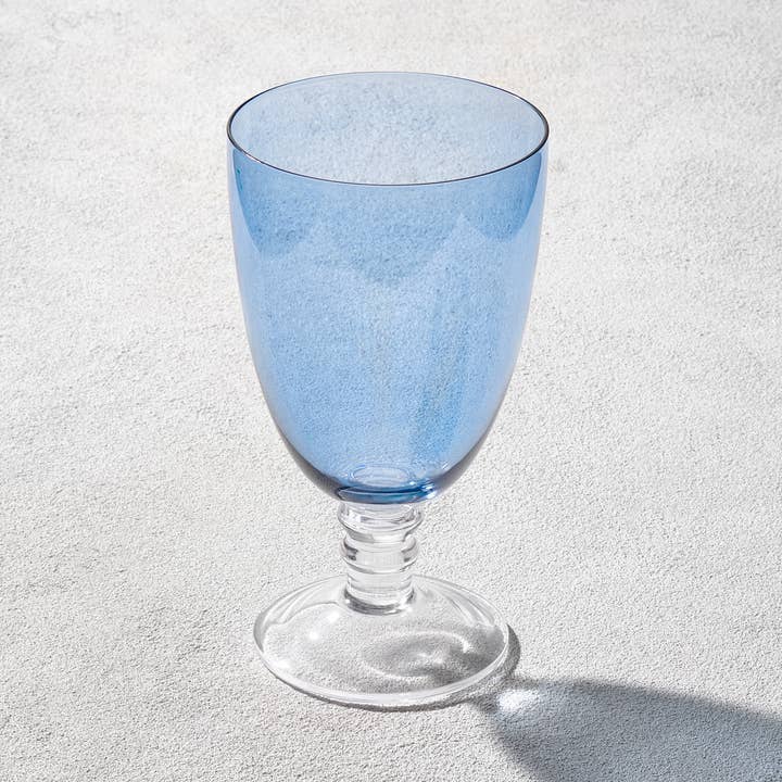 Vikko - Íris, Cálice de Vidro, Azul com Haste Transparente, 20 oz por atacado de Kadra Kitchenware