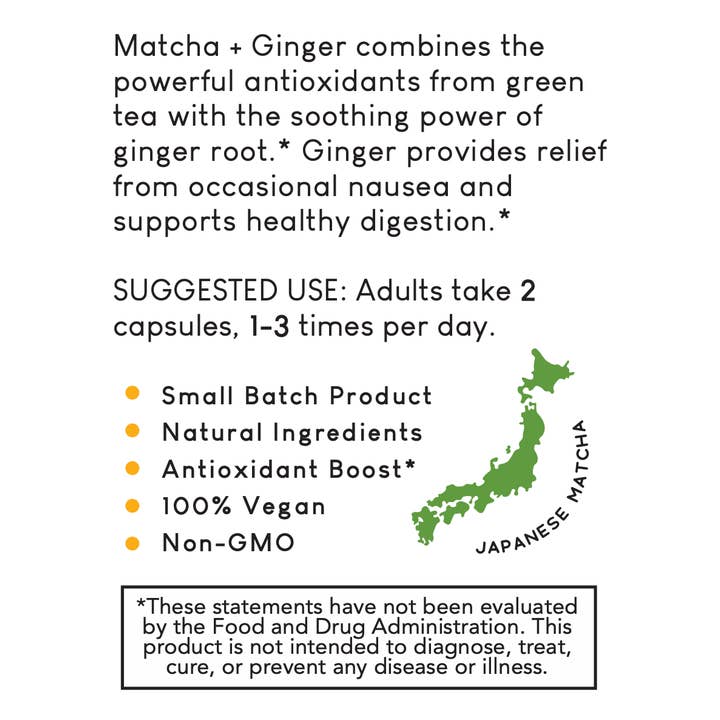 Lamie Wellness - Wholesale Oral supplement/vitamin - Matcha + Ginger Green Tea Capsules1