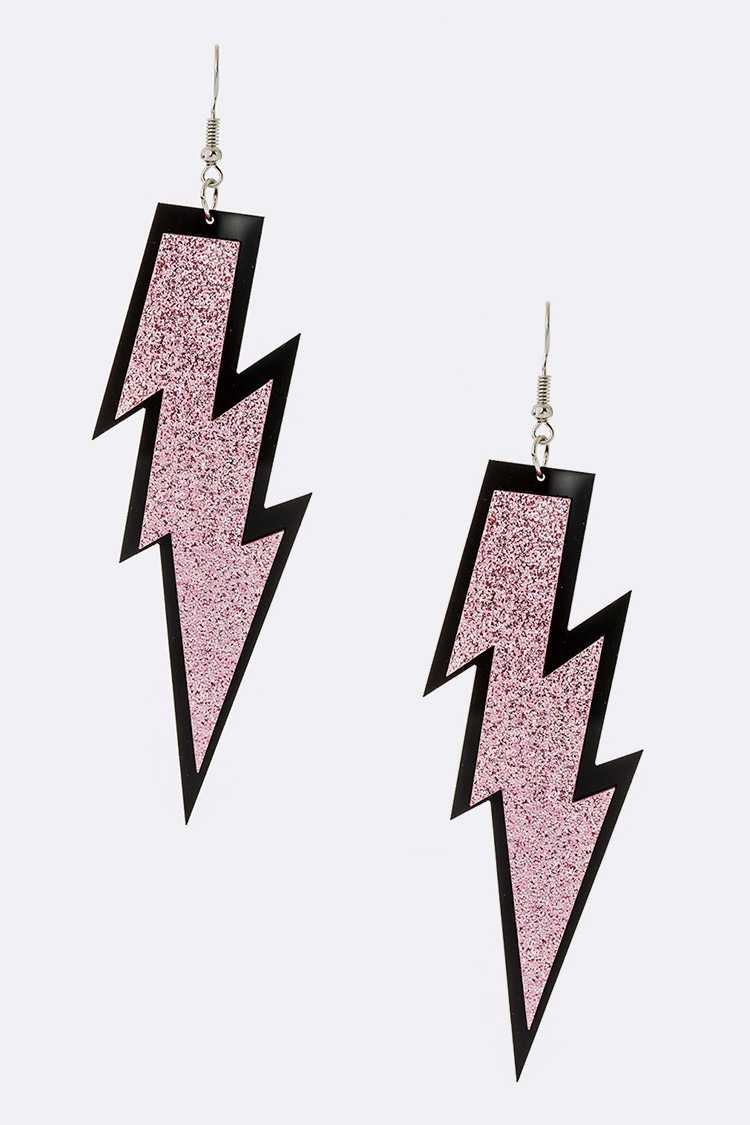 LA Jewelry Plaza - Wholesale Dangle Earrings - Glitter Lightening Bolt Acrylic Earrings4