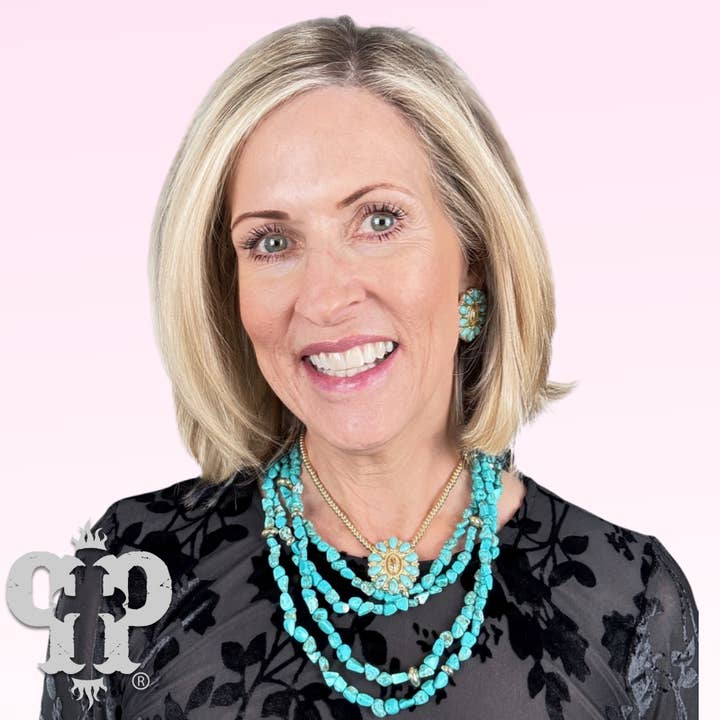 Turkoois en 18k goud gedompelde meerstrengige ketting voor wholesale door Pink Panache Brands