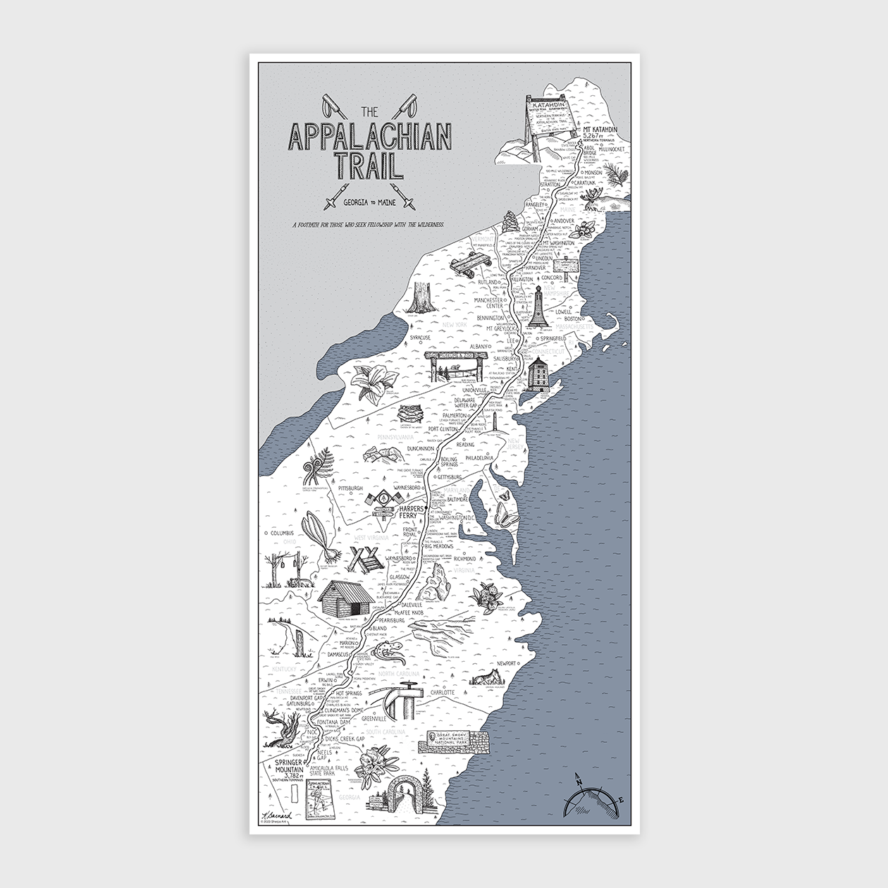 Sherpa Ant - Wholesale Map - Appalachian Trail Color Your Hike Trail Map2