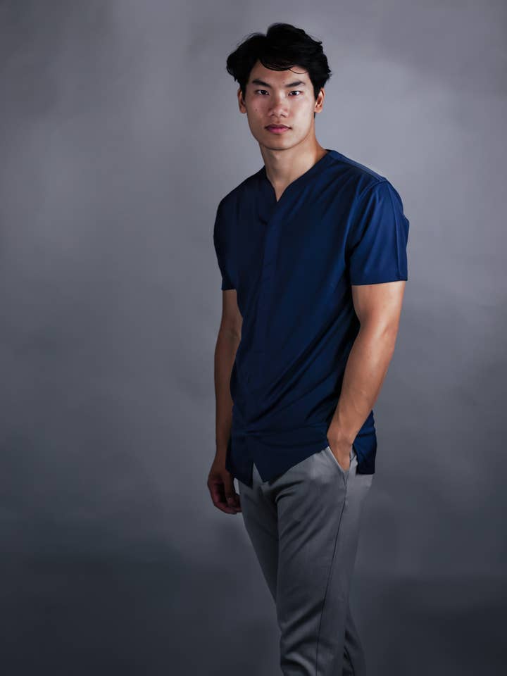 2.0 Collarless Future Short Sleeve - Navy (Recycled) for wholesale by Cheegs