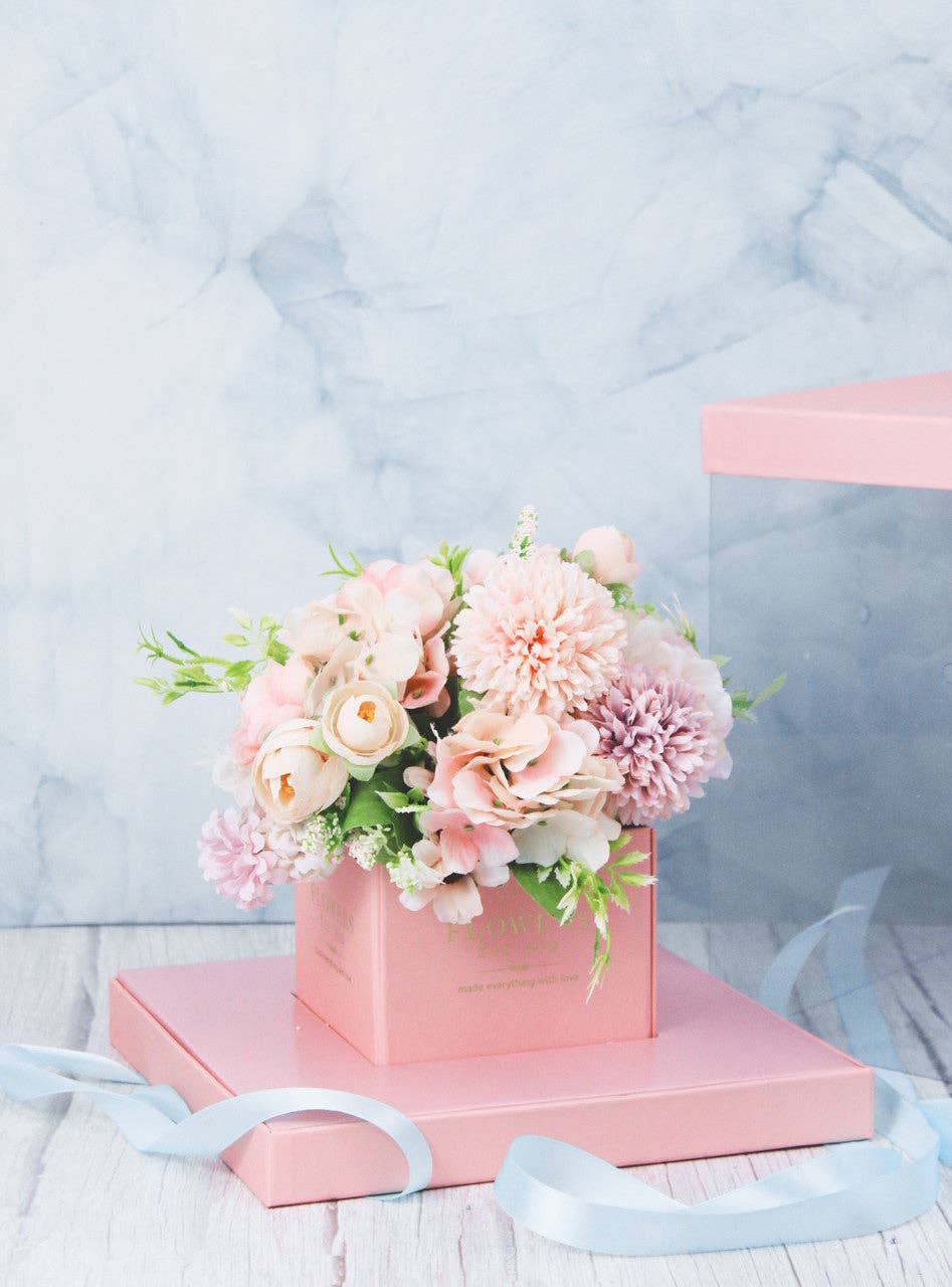 Elegant Design Supply - Wholesale Gift Box - Square Clear Transparent PVC Flower Box with Lid and Base8