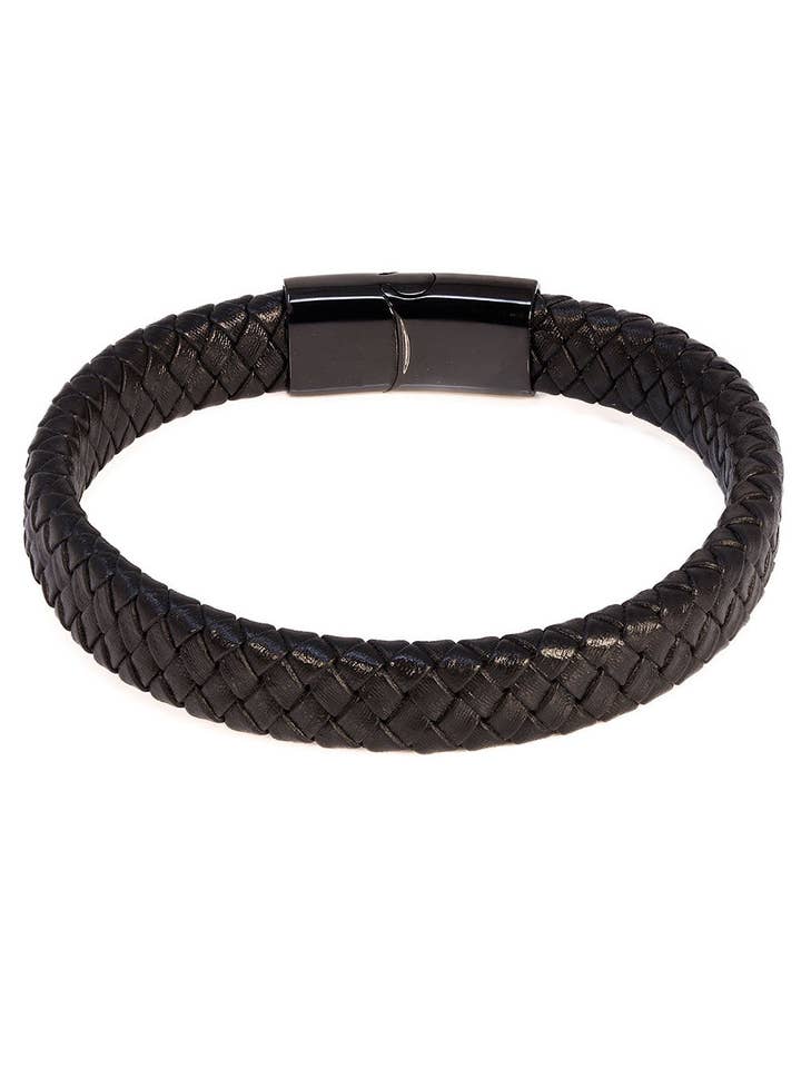 Bracelets à fermeture magnétique unisexes en cuir tressé 4LB02 pour la vente par BARABAS
