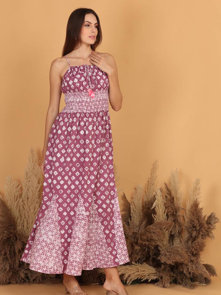 Batik Maxi Dress - Lavender for wholesale by SHADES OF YOU
