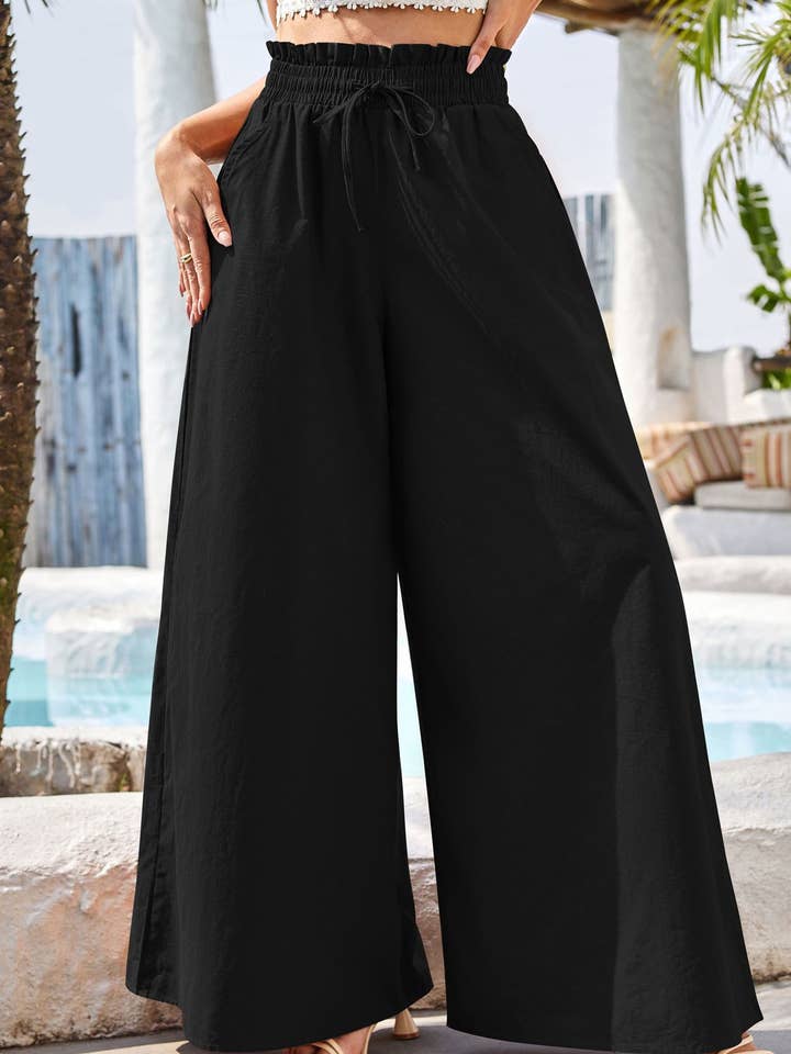 Lily Clothing - Wholesale Pants - Women's - High waist comfort cotton hemp wide leg culottes
