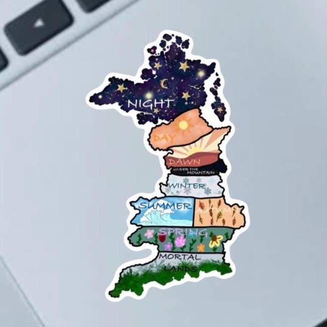 Prythian Courts Map ACOTAR Inspired 2.5" Vinyl Sticker for wholesale by Fable and Flame Co.