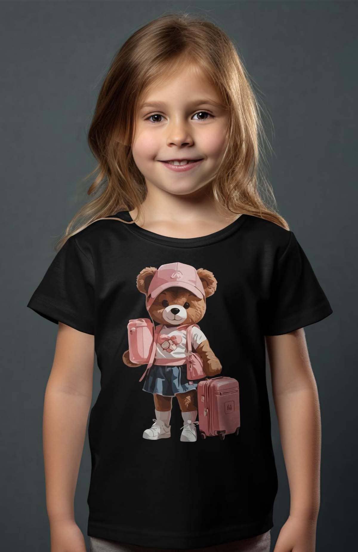 IALD – Großhandel T-Shirt mit Siebdruck – Kinder – Mädchen-T-Shirt mit Plüschfigur0