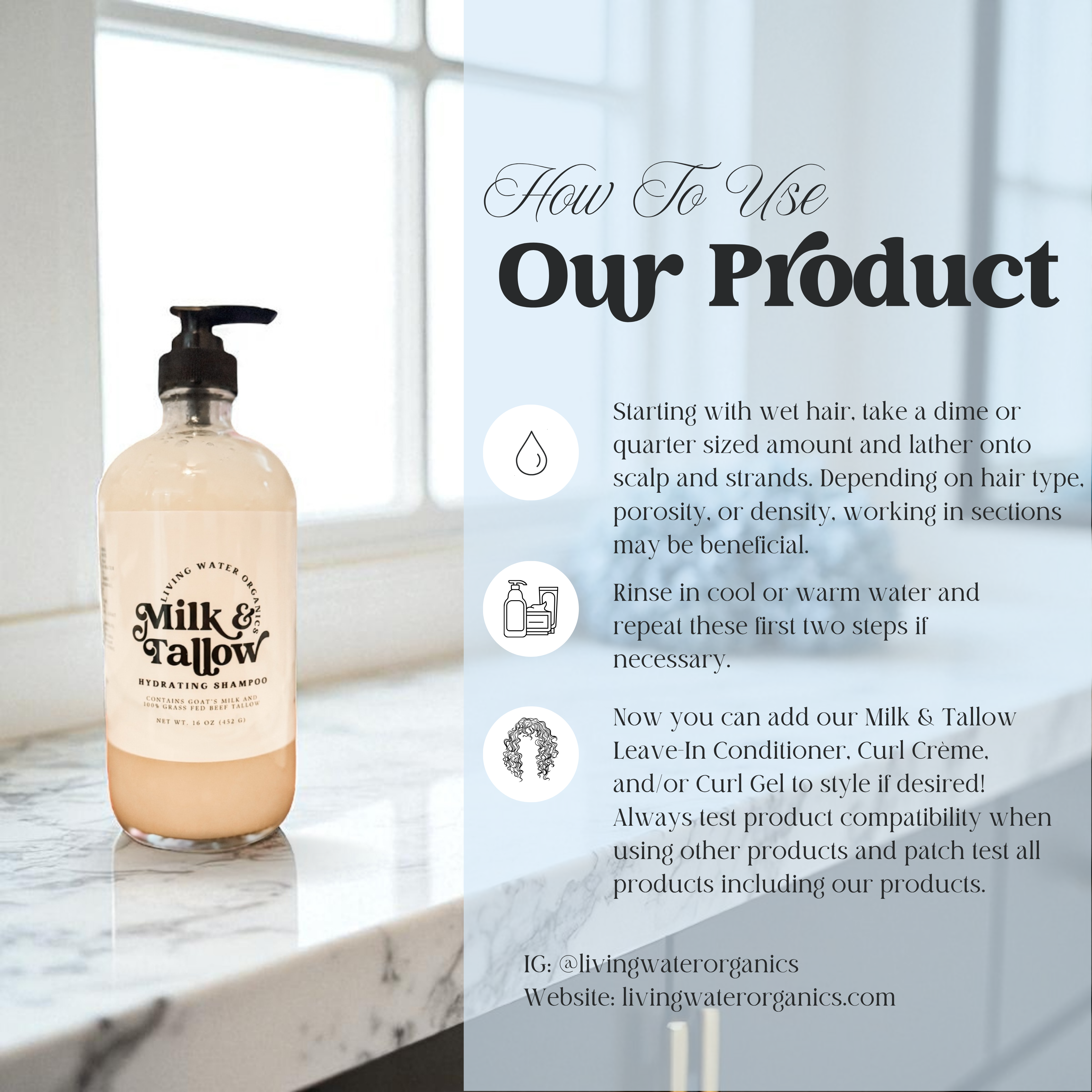 Living Water Organics - Wholesale Hair Shampoo - Goat Milk and Tallow Hydrating Shampoo2