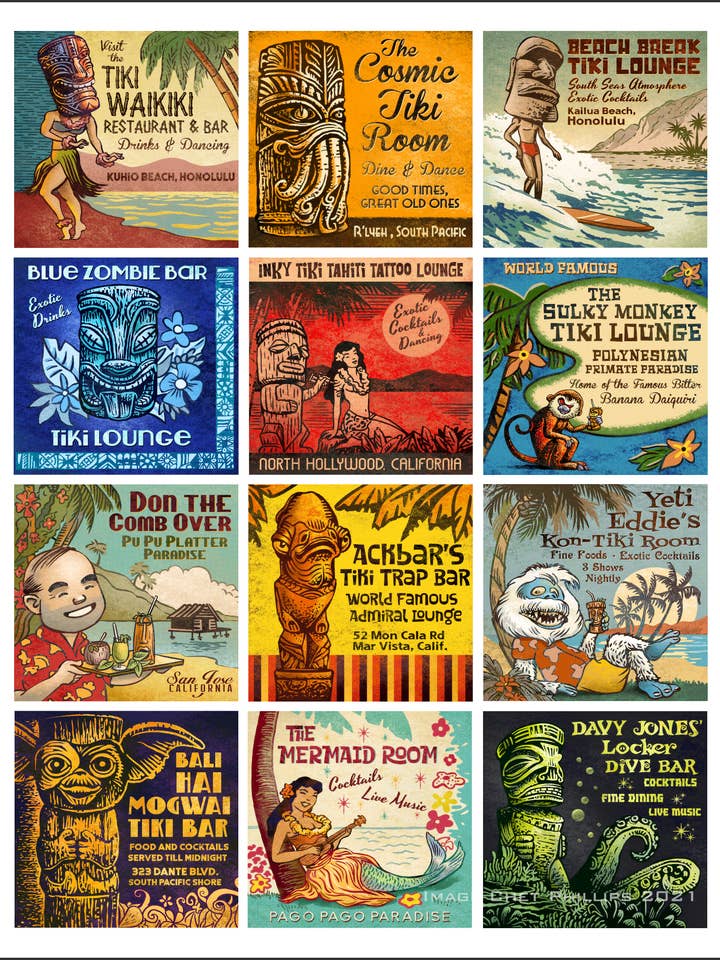 Tiki Matchbook 11" x 14" Art Print for wholesale by ChetArt