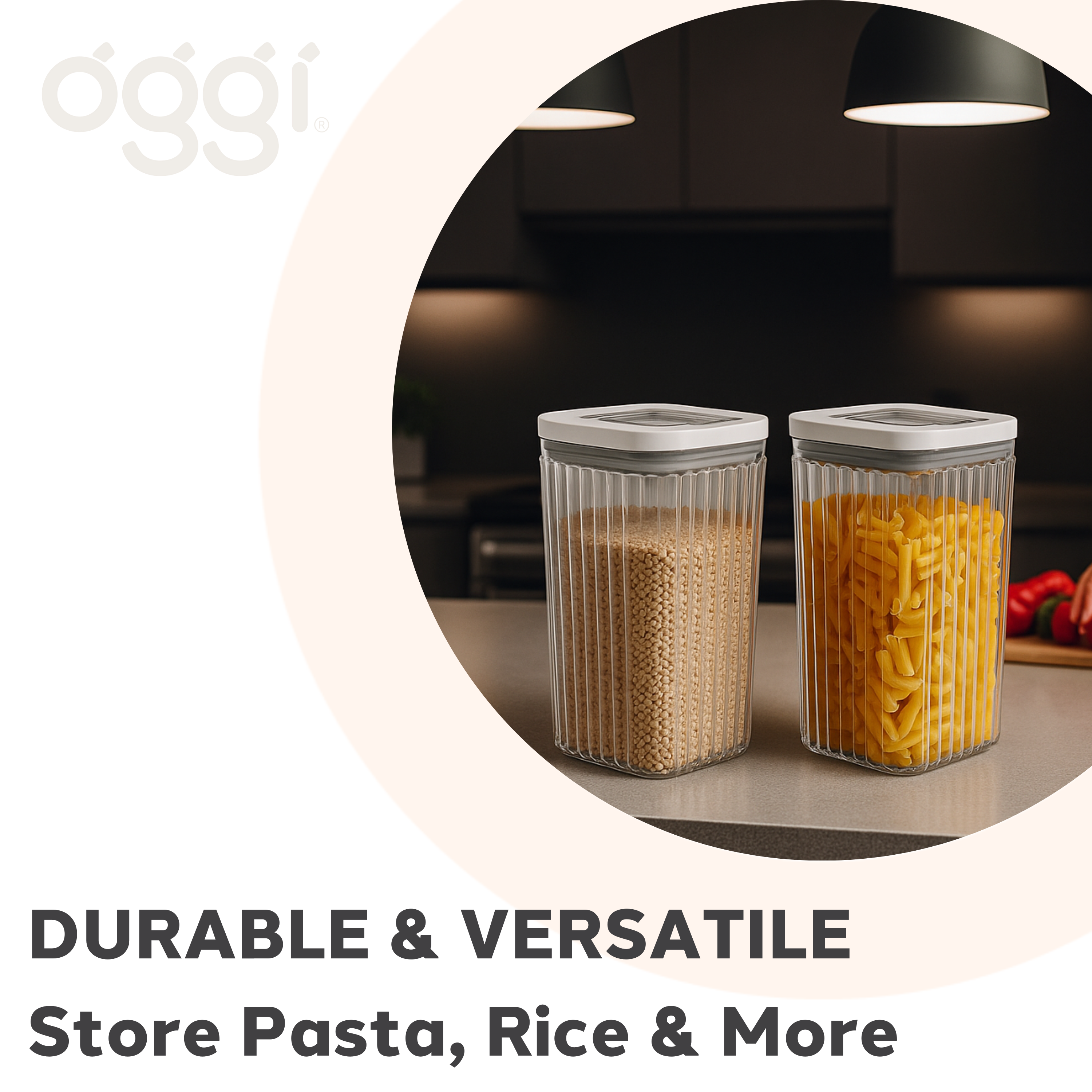 Oggi - Wholesale Canister set - Food Canisters - Set of 2 Airtight Fluted - 40.5 oz3