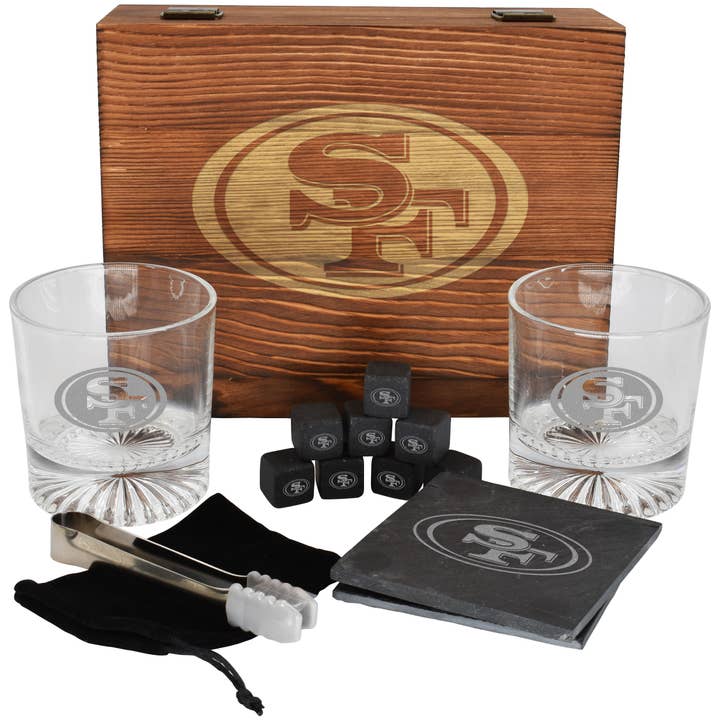 Boxed Drinkware Set w/Coasters, San Francisco 49ers for wholesale by The Memory Company