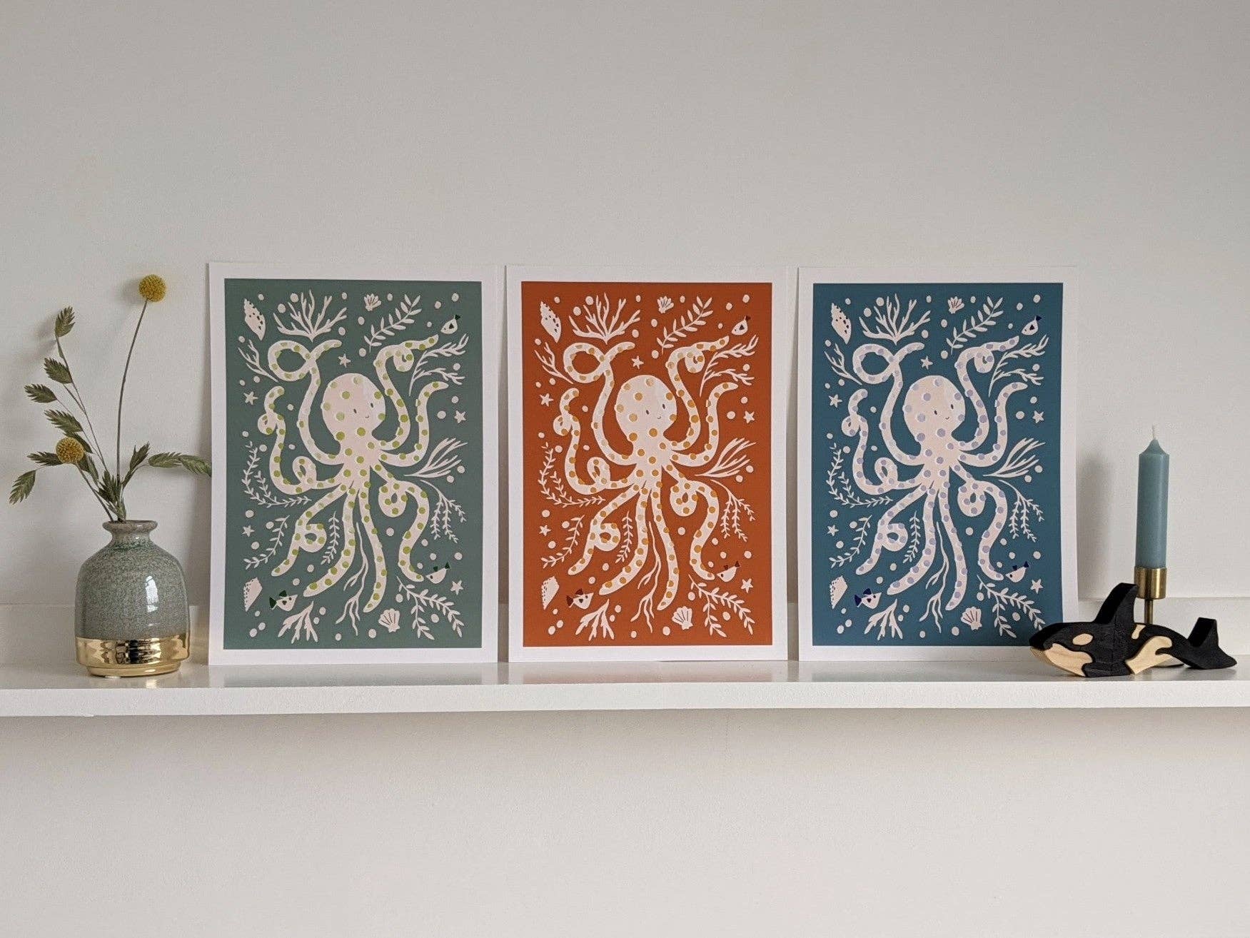 Slow Sunday - Wholesale Art Print - ‘Occy Octopus’ Friendly Sea Creature Fine Art Print For Children5