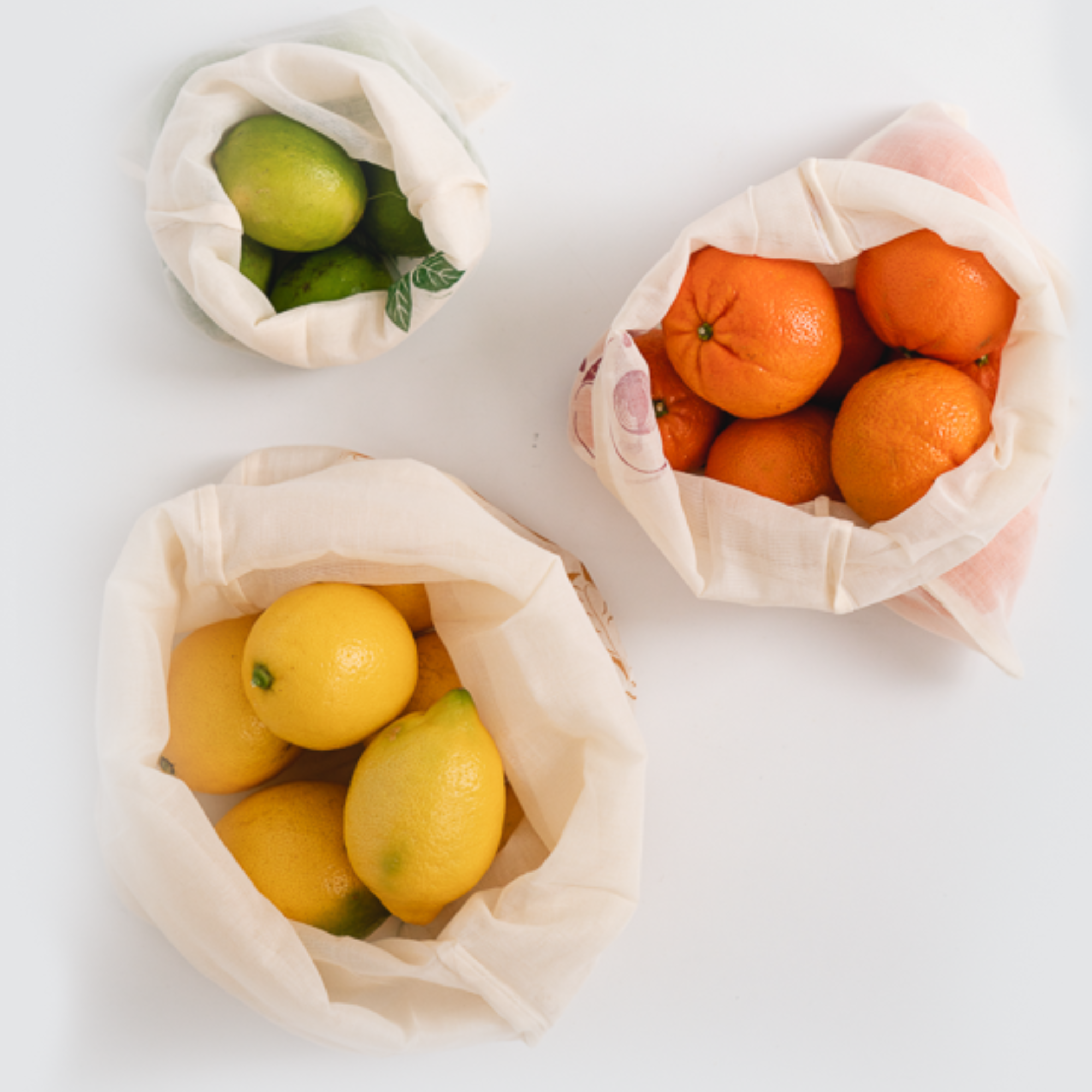 ECOBAGS - Wholesale Kruidenierswinkel/boodschappentas - Herbruikbare groentezakken van biologisch katoen met print - 3 stuks4