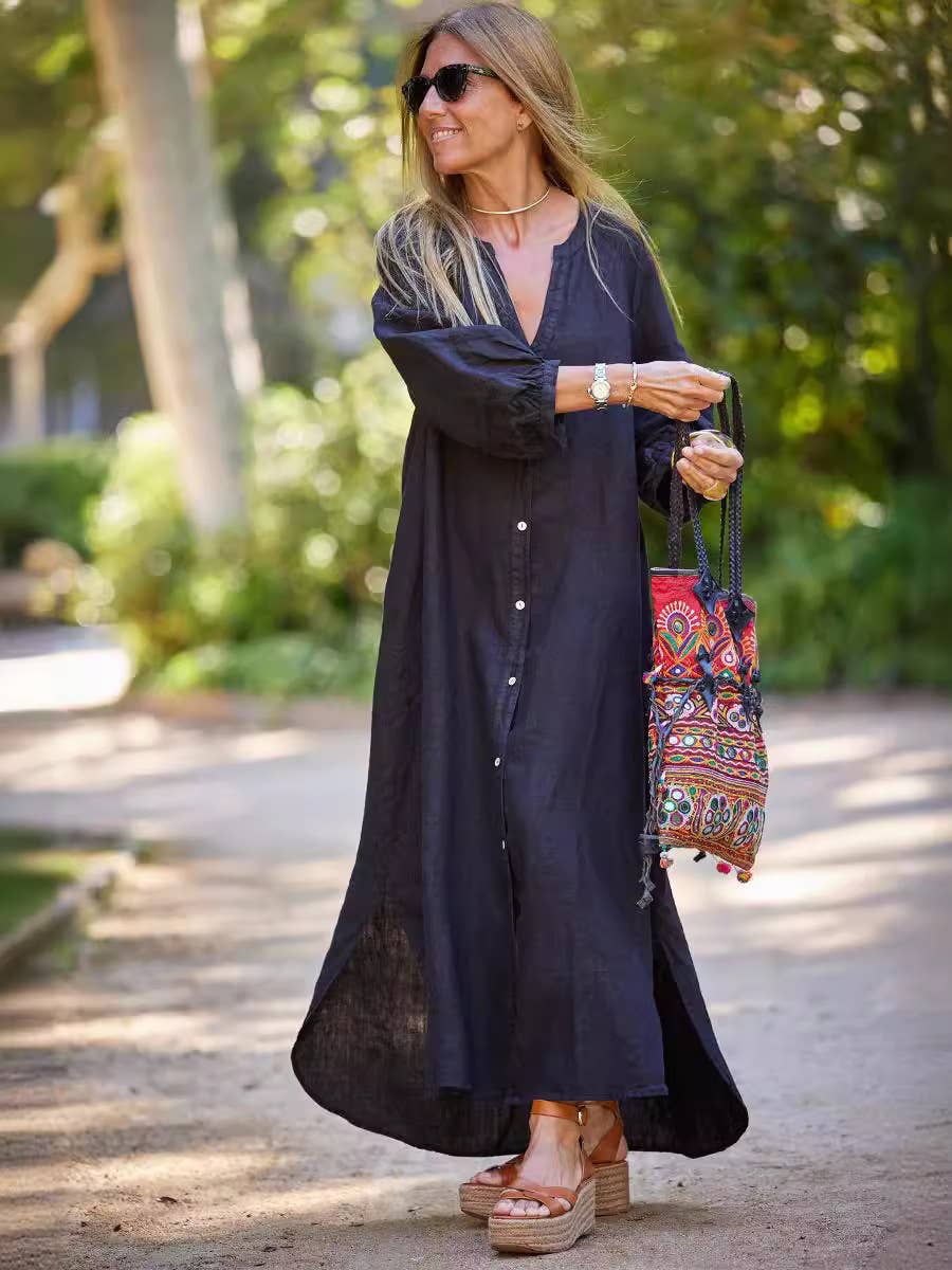 ElevateWell – Engroshandel Kjole - Dame – Afslappet langærmet cardigan kjole0