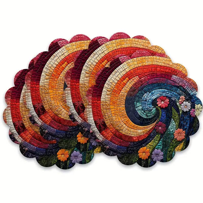 Huis Van Merken - Vente Sets de table - Sets de Table Ronds Bohémiens (Lot de 4) - Décoration de Table Festive et Colorée1