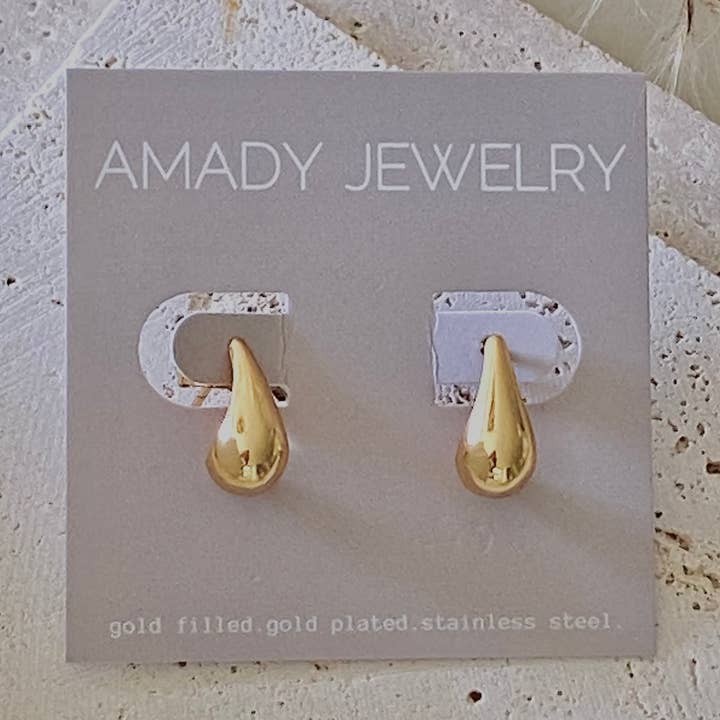 Teardrop Earrings 18k Gold Filled pear shape drop for wholesale by Amady Jewelry