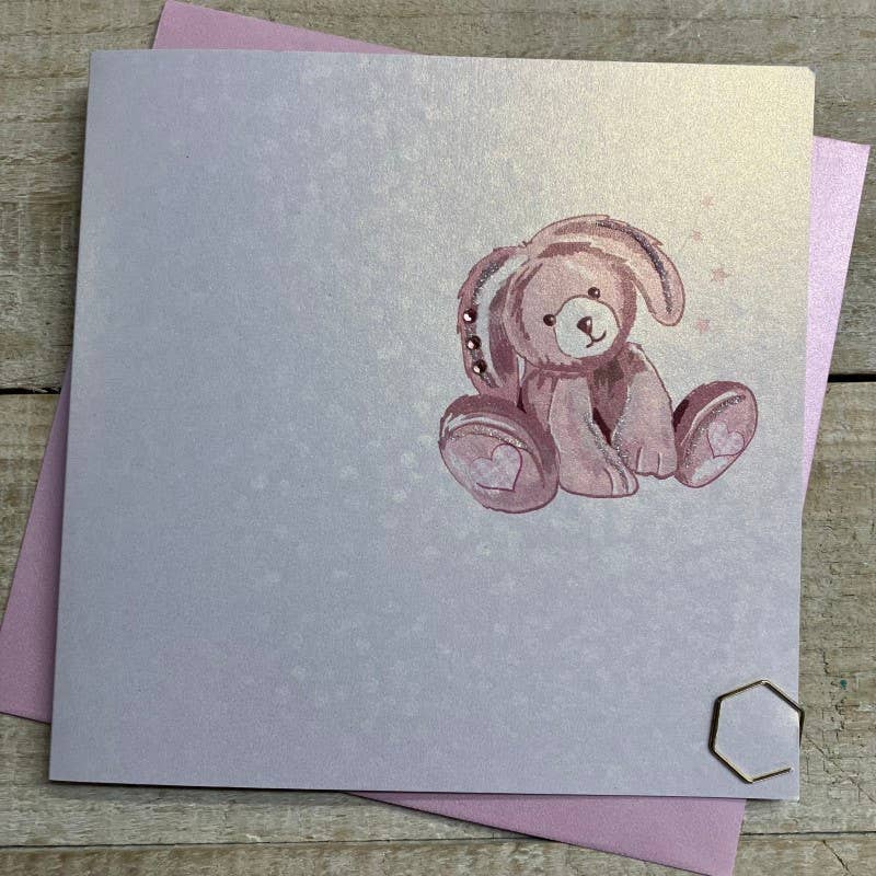 White Cotton Cards – wholesale Everyday greeting card – Blank Card - Pink Bunny (P23-26)0