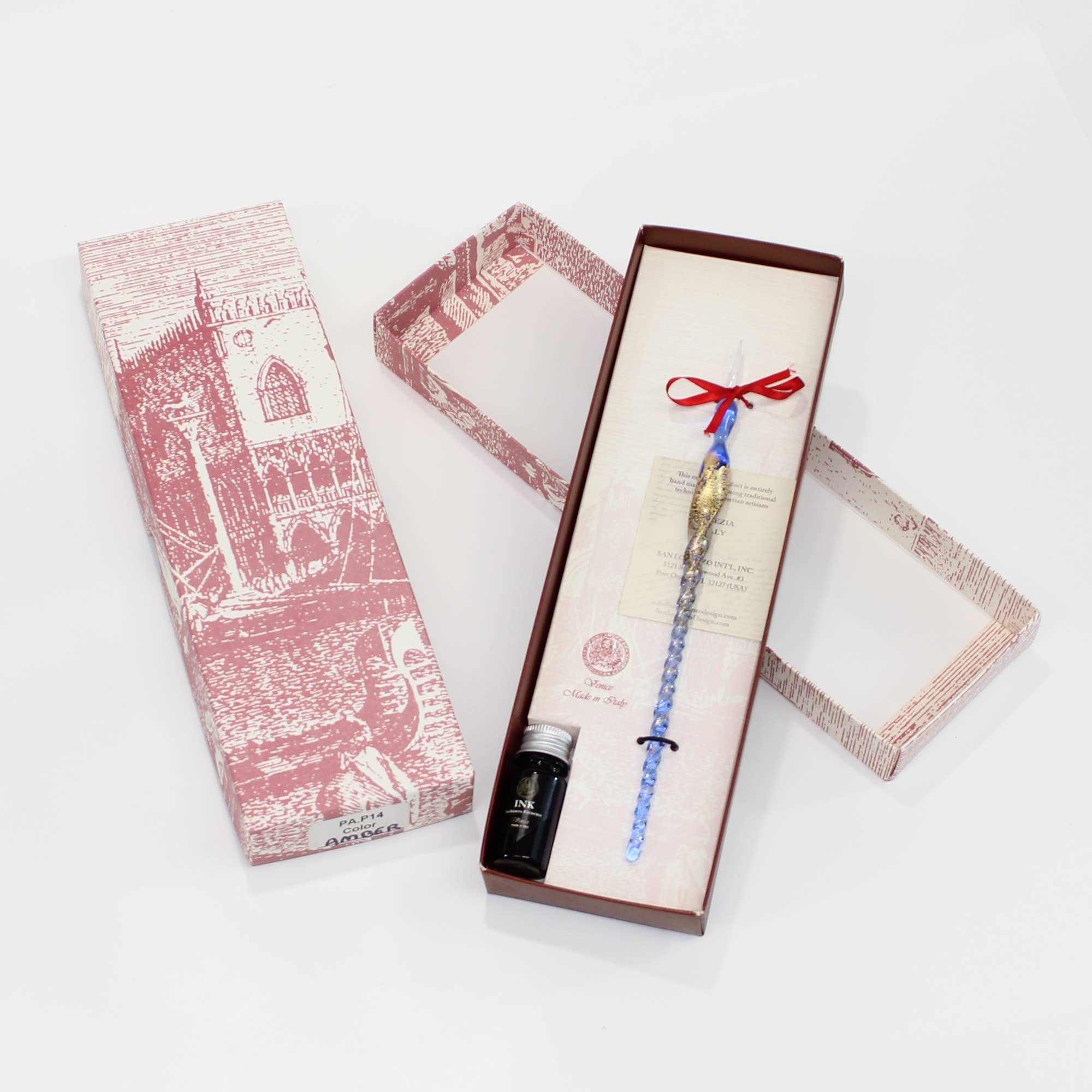 San Lorenzo Design - Wholesale Pen - Murano Glass Pen with Gold Leaf, Classic Writing Instrument5